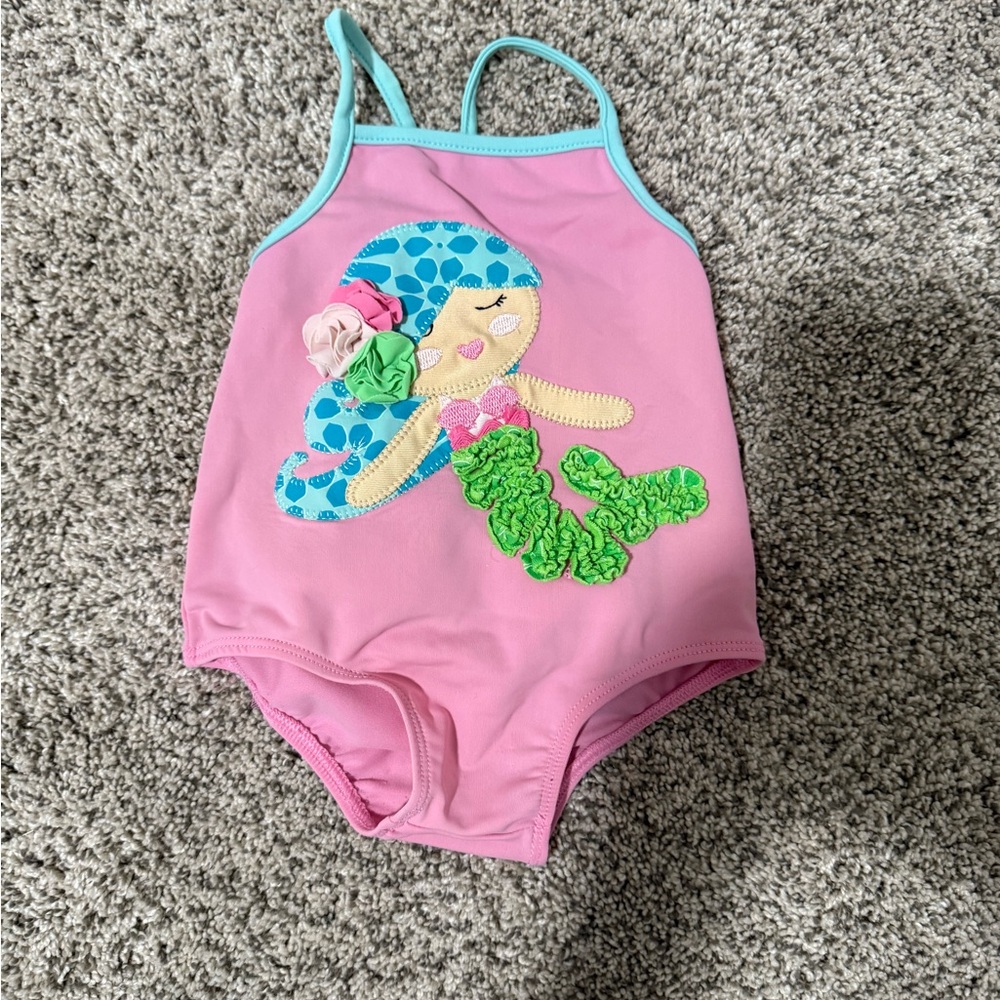 Mud Pie Pink and Green Mermaid One Piece Swimsuit